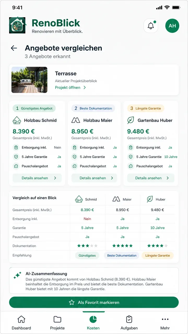 RenoBlick KI-Angebotsvergleich